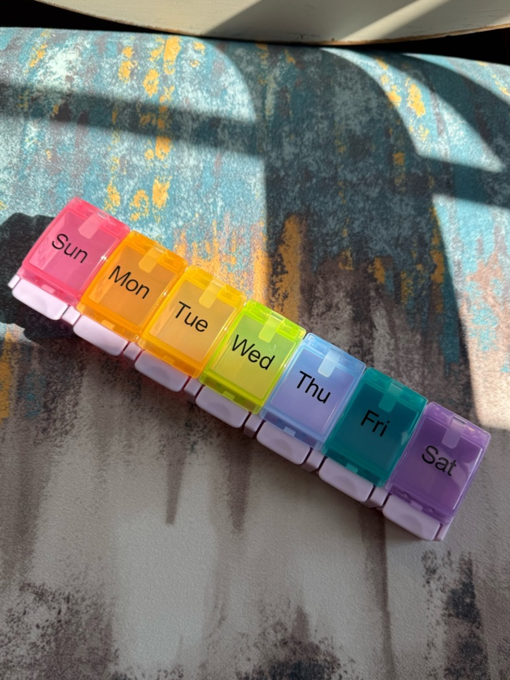 Rainbow Weekly Pill Organizer - 7 Day Medicine Box